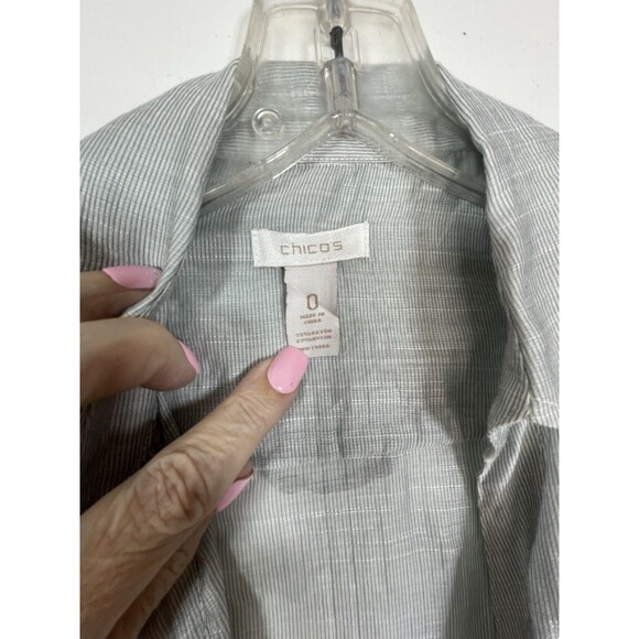 chicos Button Up Grey Light Knit blouse top shirt 0 S 4 6 - Picture 8 of 10